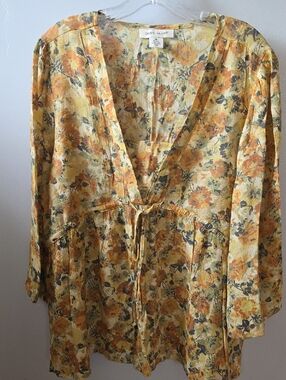 Skye's the Limit Yellow Floral Tie-Front Blouse